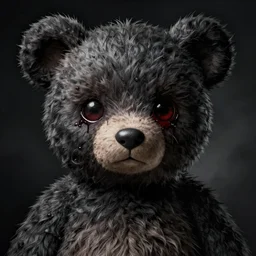 dark art cartoon drawing of a teddy bear with bloody eyes by - loony toons style, horror theme, detailed, elegant, intricate