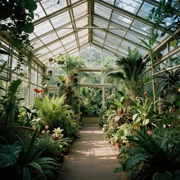 a beautiful otherworldly greenhouse interior. photographic, highly realistic. sharp contrast, cinematic lighting. trending on artstation