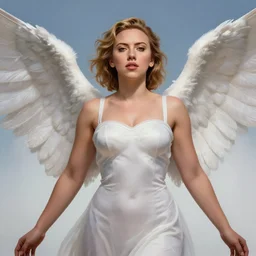 Scarlett Johansson as a Heavenly Angel , Highly Detailed anatomy, only two hands, highly detailed, digital painting, artstation, concept art, smooth, sharp focus, illustration, Unreal Engine 5, 8K, art by art by artgerm and greg rutkowski and edgar maxence