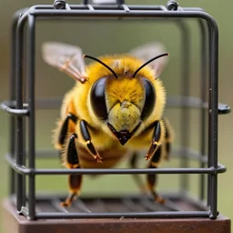 a bee with nic cage's face instead of a bee face, hd award winning photo