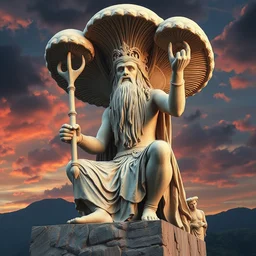 magnificent shrigma the mushroom deity as depicted in a colossal marble statue made by ancient greeks, hdr, 8 k, dslr, surreal photo, artstation