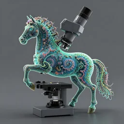 electron microscope photo of psychedelic fractal tardigrade horse hybrid