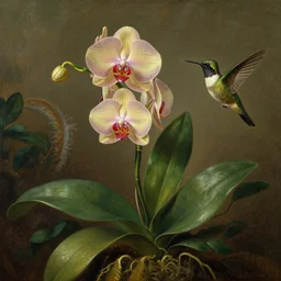 jungle orchids and hummingbirds by martin johnson heade