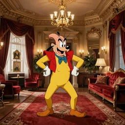 Asterix in a complex victorian hotel interior