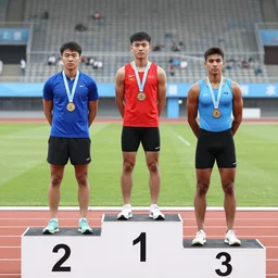 3 athletes on a podium