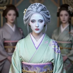 dreamlike luxury stunning gorgeous woman fairy portrait, pale green and purple kimono, art by artgerm, wlop, loish, ilya kuvshinov, 8 k hyperrealistic, hyperdetailed, beautiful lighting, detailed background, depth of field, symmetrical face, frostbite 3 engine, cryengine,
