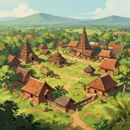 matte painting of a beautiful dvaravati village, digital art, trending on artstation
