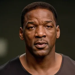 a cinematic film still of Will Smith starring as Mike Tyson, portrait, 40mm lens, shallow depth of field, close up, split lighting, cinematic