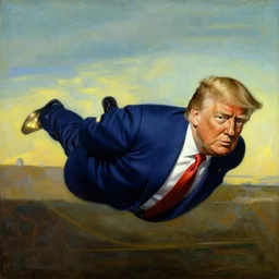 donald trump flying painting by salvador dali