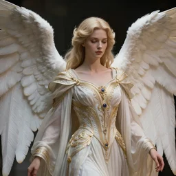 ethereal real angel with ornate robes , highly detailed, 4k, HDR, smooth, sharp focus, hyper realistic, high resolution, award-winning photo