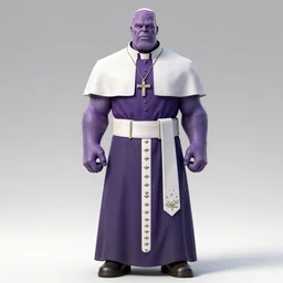 pope thanos, purple skin, josh brolin, clerical clothes, full body shot, realistic, highly detailed
