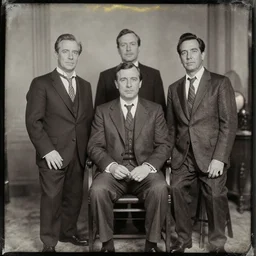 photography, group photo of roger sterling and bertram cooper and don draper and lane price tintype, deregoue