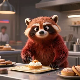 film still of Rocket Racoon working as a pastry chef in the new Avengers movie, 4k