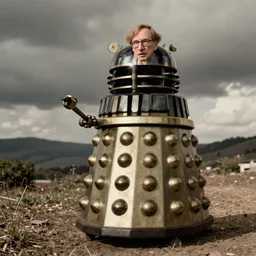 Steven Hawking as the Dalek Emperor. Old photograph. Technicolor.