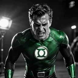 green lantern in pain and anger deep dark backlit night technoir cinematic monochromatic portrait photo by Leica Zeiss using force in detailed depth of field lens flare mcu style trending on artstation Flickr realistic hd by Kubrick and lucas
