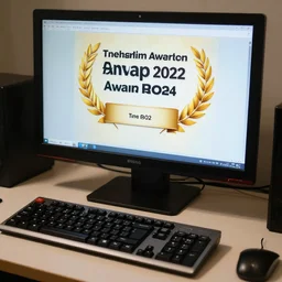photo of a computer on a desk ( 2 0 0 2 ). realistic, highly - detailed, award - winning, sharp focus