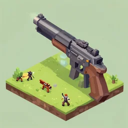 rpg game gun isometric viewpoint trending on artstation unreal engine low poly