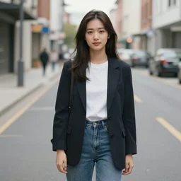 portrait of a beautiful girl standing in an empty street by berkey, john