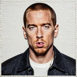 mosaic of eminem made of medicine pills, high quality