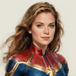 young gorgeous Kate Beckinsale as Captain Marvel high quality digital painting in the style of James Jean
