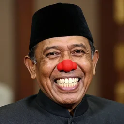 najib tun razak with big teeth and red nose