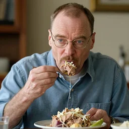 walter white eating albacore tuna, photography,