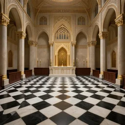 interior of a masonic temple, black and white checkered floor, concept art, detailed, 4k, artstation