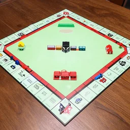 2. 5 d perspective view, plastic houses on monopoly board