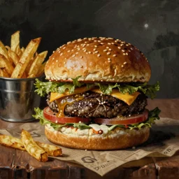 burger and fries painting by arcimboldo