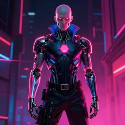 a cyberpunk cybernetic hunchback henchman from bladerunner dressed in balenciaga by yoshitaka amano, alejandro jodorowsky, yue minjun, david e mattingly, dayglo pink, dayglo blue, prismatic, glowing, raven black, laser red, trending on cgsociety, trending on artstation