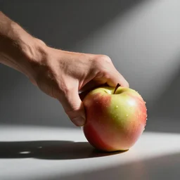 The Terminator crushing an apple in his fist