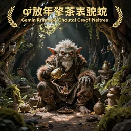 goblin tea merchant in his grotto, realistic fantasy painting, cinematic