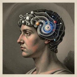 beautiful portrait of intelligence of science, spatial space deformation in latent space, math art, astral plane, by artgerm and ( dan mumford ) and gustave dore, vray, cgsociety