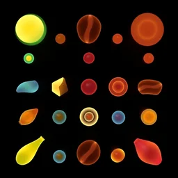 generative art, p 5. js, javascript, unique, processing, bright on black background, item variations, minimalistic, by patrick caulfield, eyvind earle