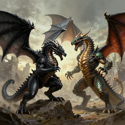 heroes of might and magic 3, a black dragon fighting a hydra
