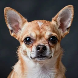 A close-up product photo of a chihuahua face made of blueberry muffin, optical illusion