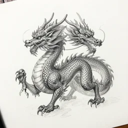 ancient mythical creature art, like dragon, realistic, on white paper, 8 k