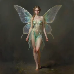 full body pose, hyperrealistic mixed media painting of beautiful fairy, dim volumetric lighting, 8 k, octane beautifully detailed render, extremely hyper detailed, intricate, epic composition, cinematic lighting, masterpiece, trending on artstation, very very detailed, masterpiece, stunning, hdr, smooth, sharp focus, high resolution, award, winning photo, dslr, 5 0 mm