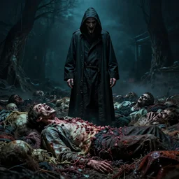 plague doctor standing over a pile of decomposing corpses, a screaming man half - eaten by maggots, by dario argento and david cronenberg, fear, morbid, nightmare, supernatural, 8 k, digital art, highly detailed, ( ( ( ( very colorful ) ) ) ), chiaroscuro, creepy, terrifying