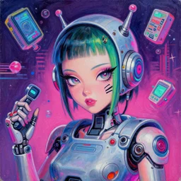 a beautiful painting of a machine girl album cover with crazy elements, hyperpop, 9 0 s glitch core