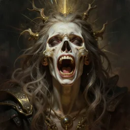 death is swallowed up in victory, very detailed and beautiful face, screaming with fear, artwork by artgerm, centered shot, wide angle, full body, mythpunk