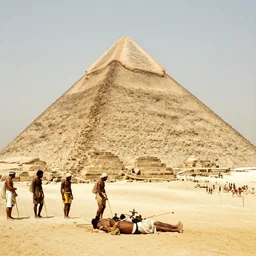 historical photo of slaves building the great pyramid