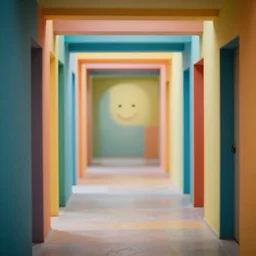 50mm f1.8 photography of a happy and colorful liminal space, megalophobia