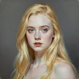 Painting of Elle Fanning in Star Wars, long blonde hair, delicate, pale milky white porcelain skin, by Edward Hopper. 8K. Extremely detailed.