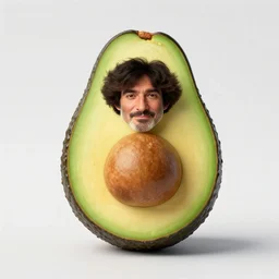 bob ross embedded in an avocado