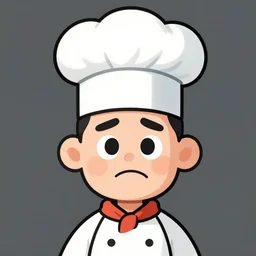 portrait of a sad cook or chef looking at the camera, cartoon, digital art, symmetrical face