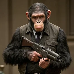 saul goodman is a chimp with a machine gun, still from netflix