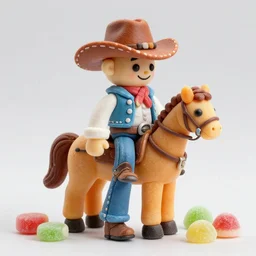a cowboy made out of sweets, detailed, very detailed, realistic, very realistic,