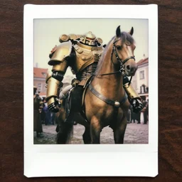 legnica. medium shot close up. armored cyborg warmachine battle horse, in legnica, full body, cinematic focus, polaroid photo, vintage, neutral dull colors, soft lights, by oleg oprisco, by thomas peschak, by discovery channel, by victor enrich, by gregory crewdson