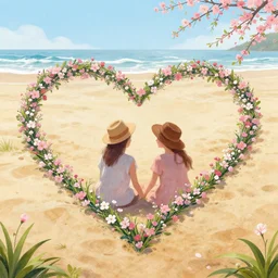 spring love on the beach art land art